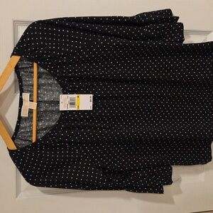 Michael Kors Black Classic Polka Dot Top Size Med, NWT
